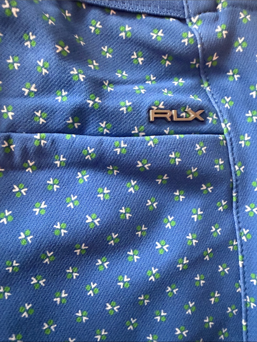 RLX Ralph Lauren Golf/Sports Blue Straight Leg Pants w/ Green/White Pattern 2 - Picture 4 of 10
